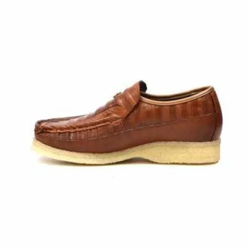 British Walkers Brick Men's Brown Leather Crepe Sole Slip On Shoes