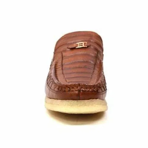 British Walkers Brick Men's Brown Leather Crepe Sole Slip On Shoes