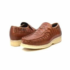 British Walkers Brick Men's Brown Leather Crepe Sole Slip On Shoes