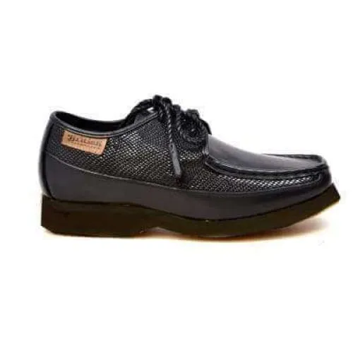 British Walkers Crown Men's Black Leather and Snake Pattern Oxfords