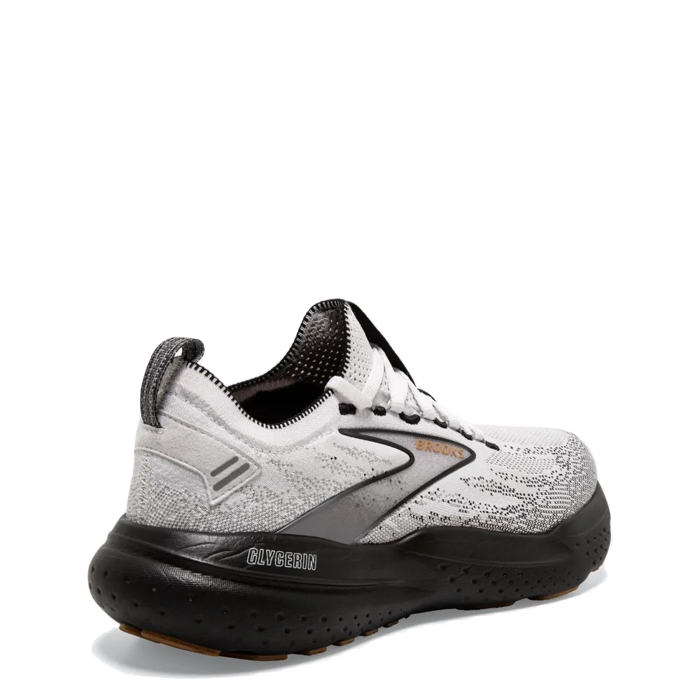 Brooks Men's Glycerin StealthFit GTS 21 Sneaker in White/Grey/Black