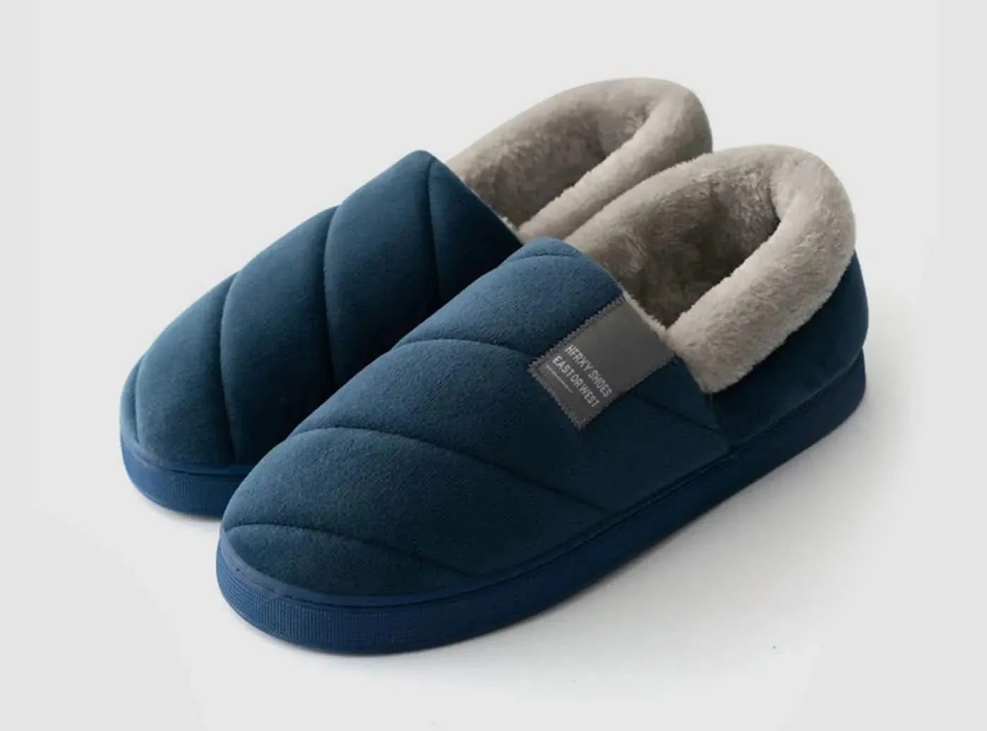 FitVille Men's Thick-Soled Warm Cotton Slippers