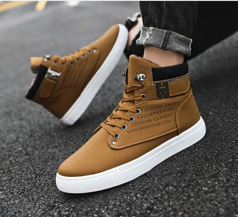 Flock Plush Warm Men Canvas Ankle Snow Boots