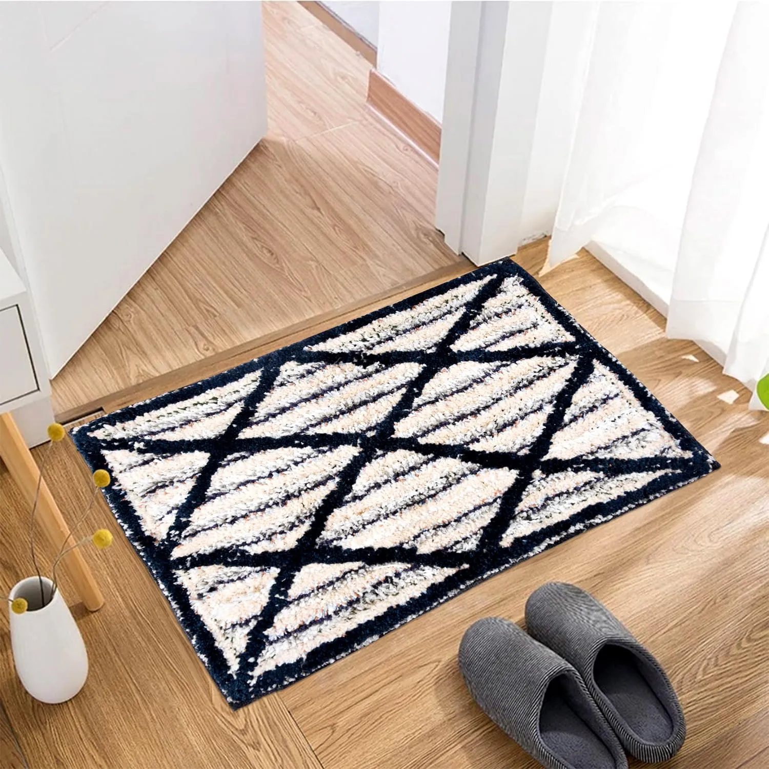 Kuber Industries Runner | Bedside Runner for Bedroom | Katli Mingle Home Decor Runner & Door Mat Combo | Anti-Skid Runner & Door Mat | Runner & Door Mat Set | Set of 2 | Blue