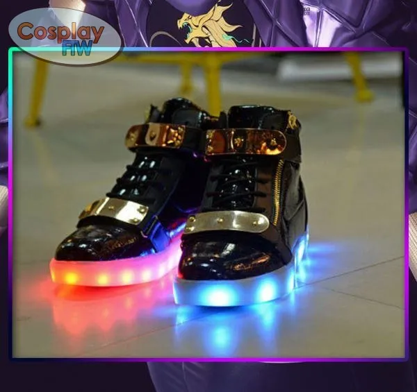 League of Legends KDA Akali cosplay  shoes  / Waterproof Led Shoes /