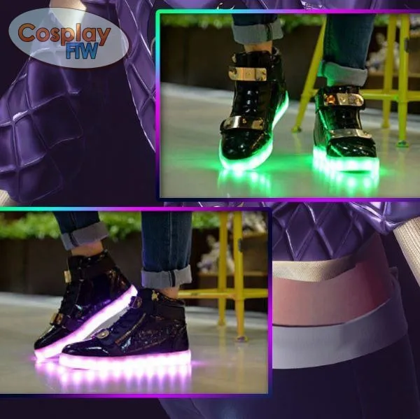 League of Legends KDA Akali cosplay  shoes  / Waterproof Led Shoes /