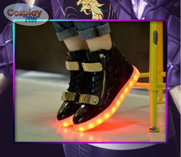 League of Legends KDA Akali cosplay  shoes  / Waterproof Led Shoes /