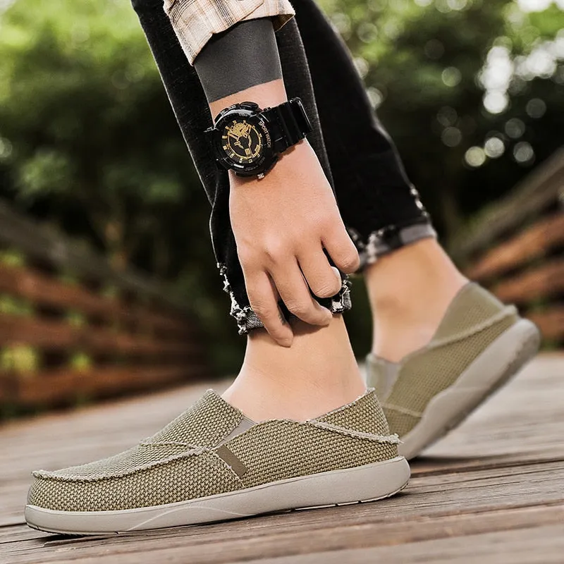 Men's Casual Shoes Denim Canvas Breathable Men Autumn Vulcanized Shoes Slip Wear Men's Flat Shoes Soft Summer Casual Shoes