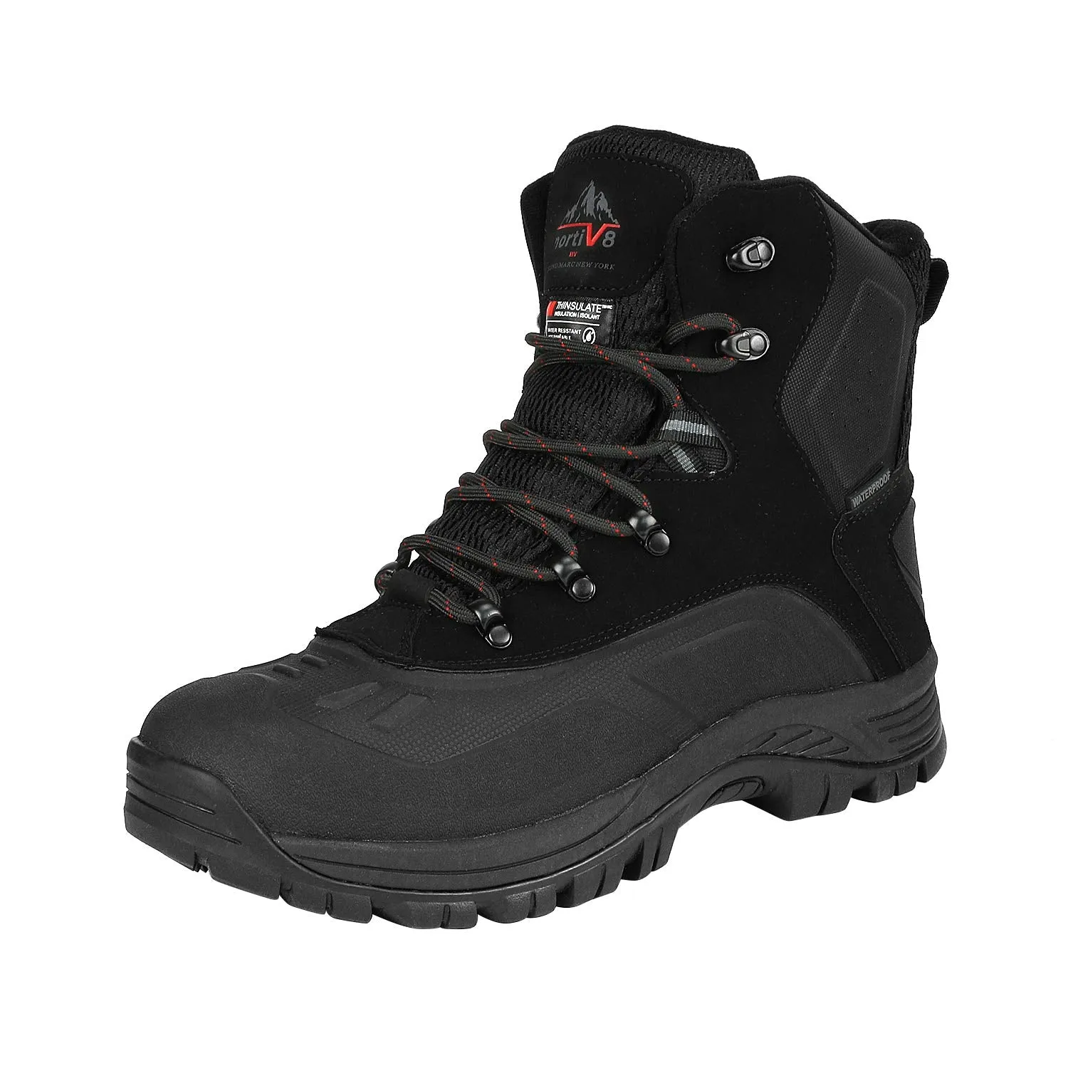 NORTIV 8 Men's 180411 Black Insulated Waterproof Construction Hiking Winter Snow Boots Size 12 M US