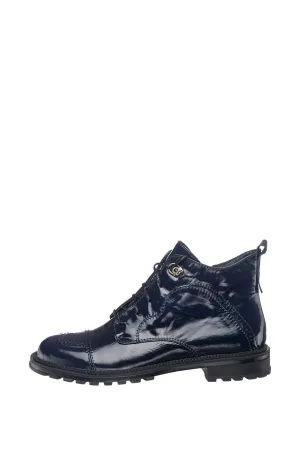 Patent Leather Lace-Up Boots Morgen - Patent Blue