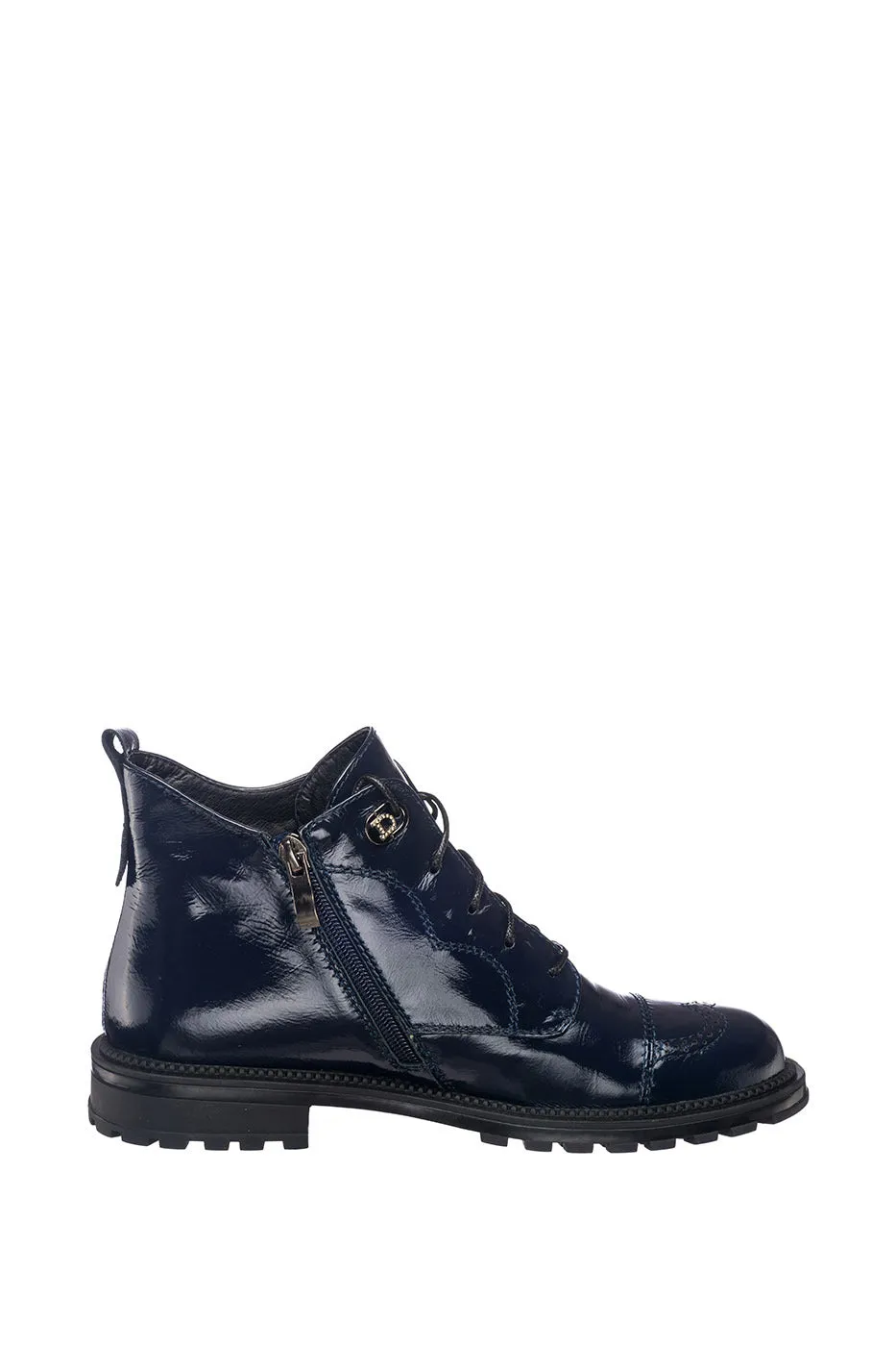 Patent Leather Lace-Up Boots Morgen - Patent Blue