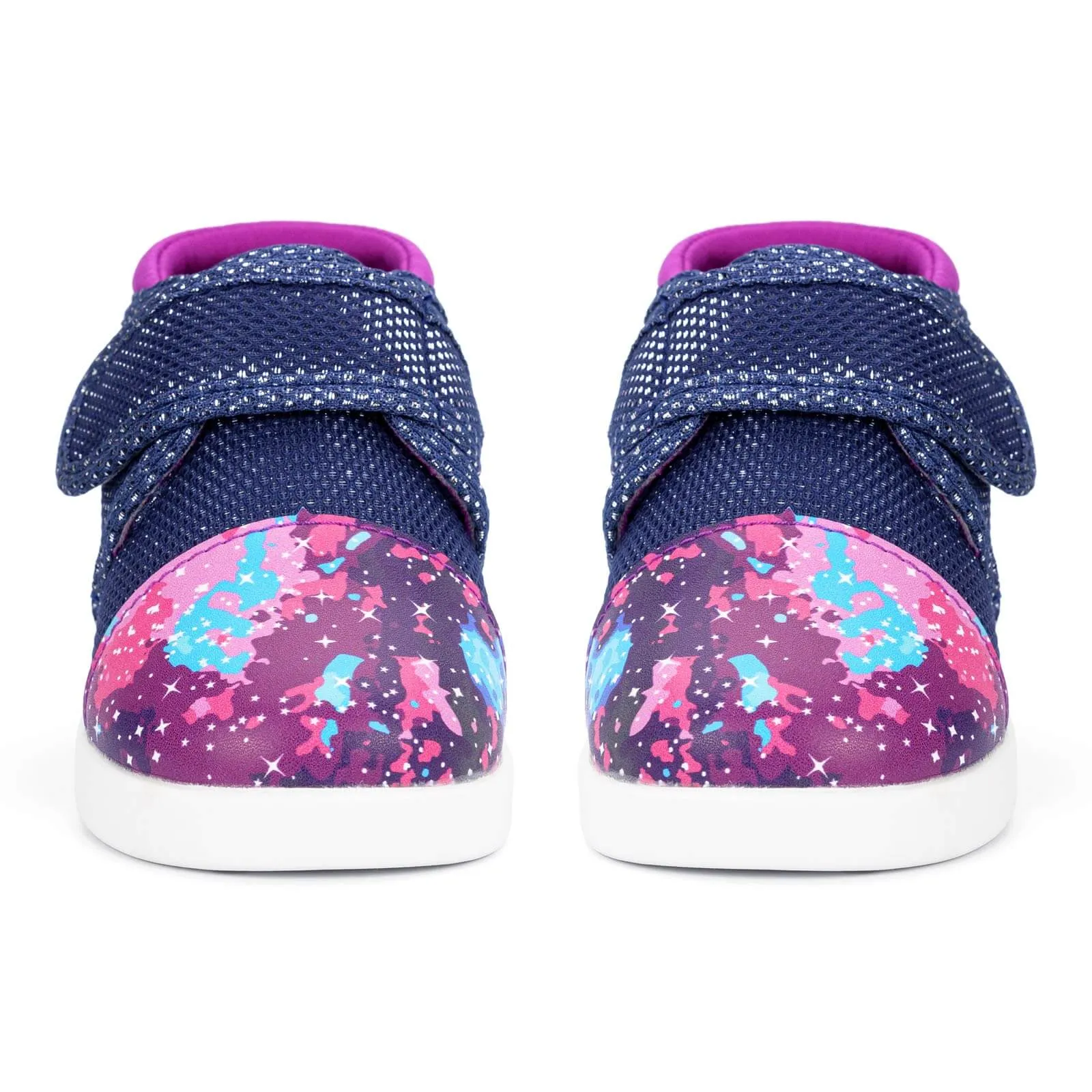 Purple Galaxy Squeakerless Toddler Shoes | Sparkly Purple