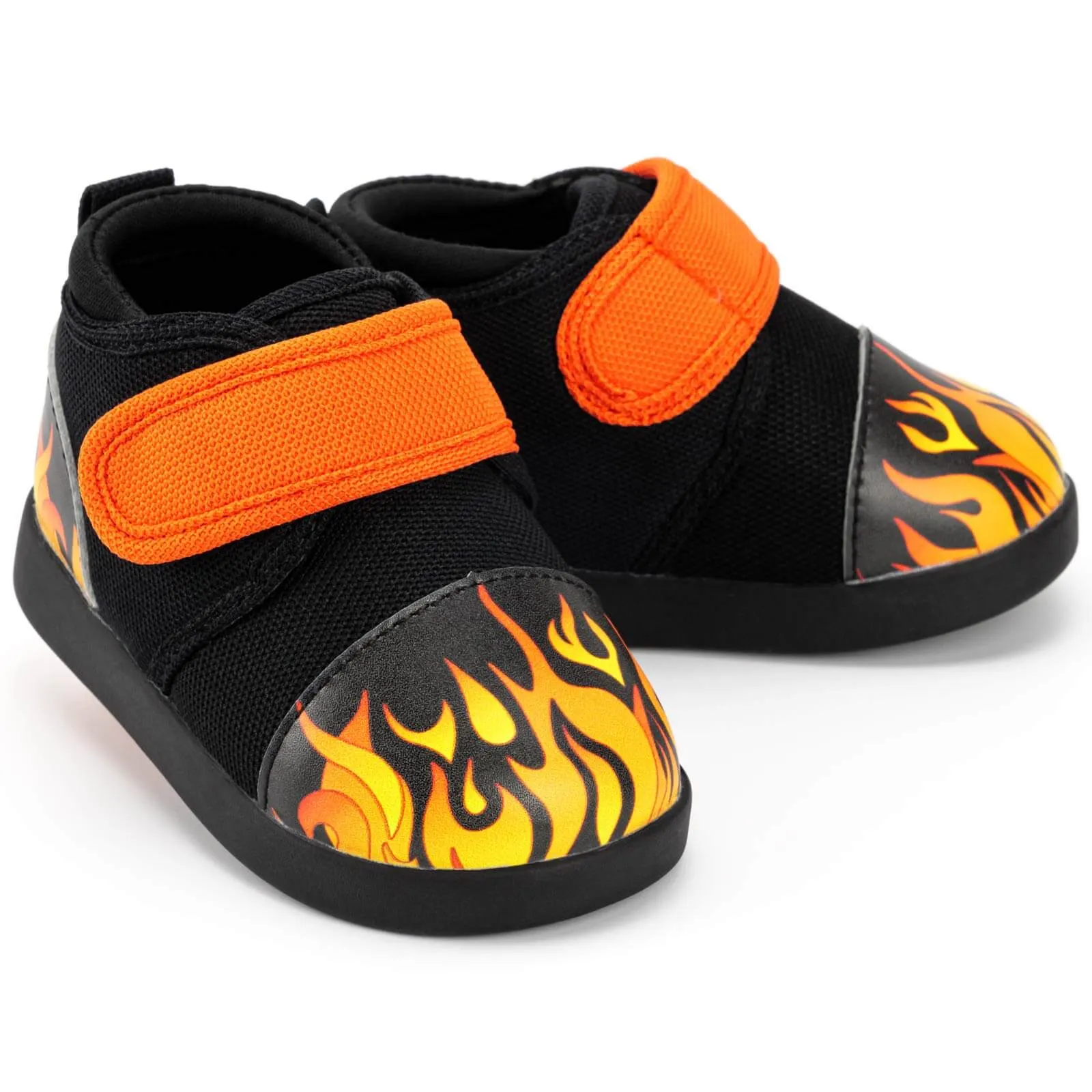 Scorching Hotrod Squeakerless Toddler Shoes | Black Flame Pattern