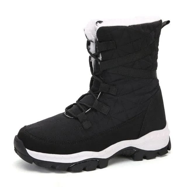 Soft Suede Leather Fleece Warm Wool Women Winter Boots