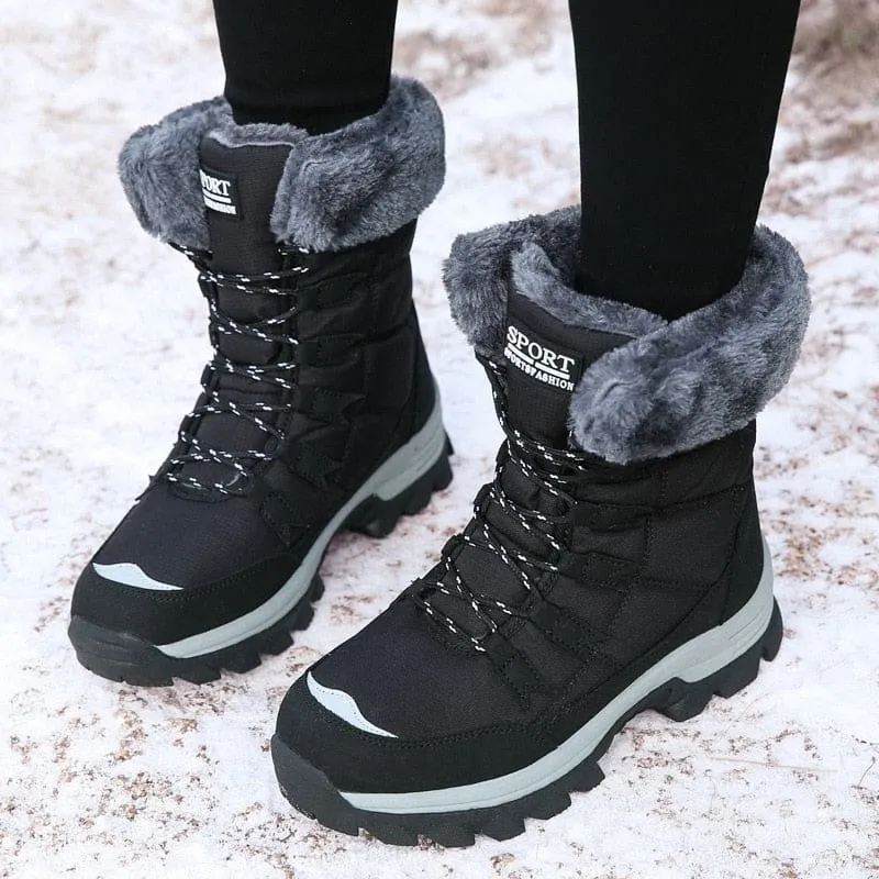 Soft Suede Leather Fleece Warm Wool Women Winter Boots