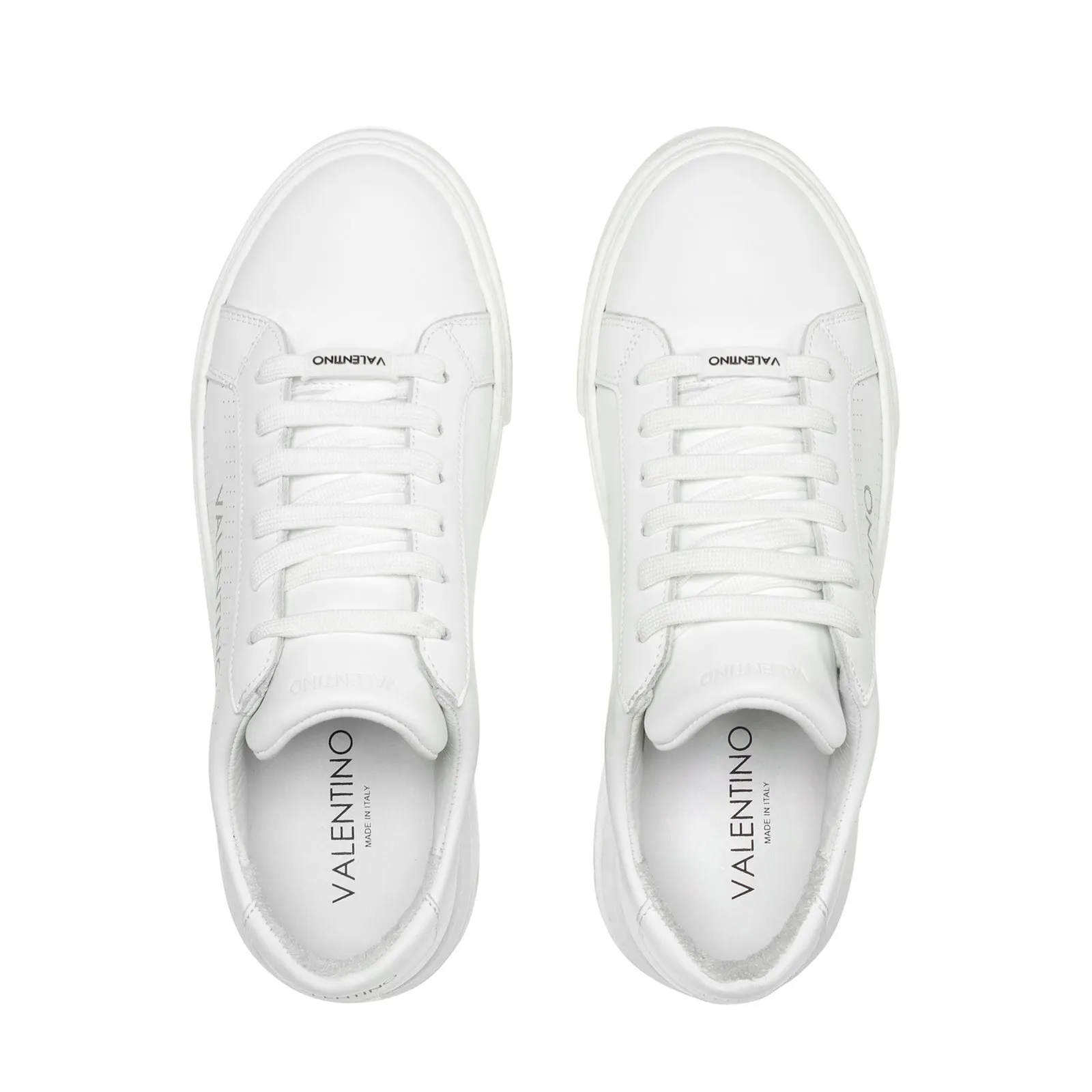 VALENTINO Lace-Up Sneaker in white hide and white insert