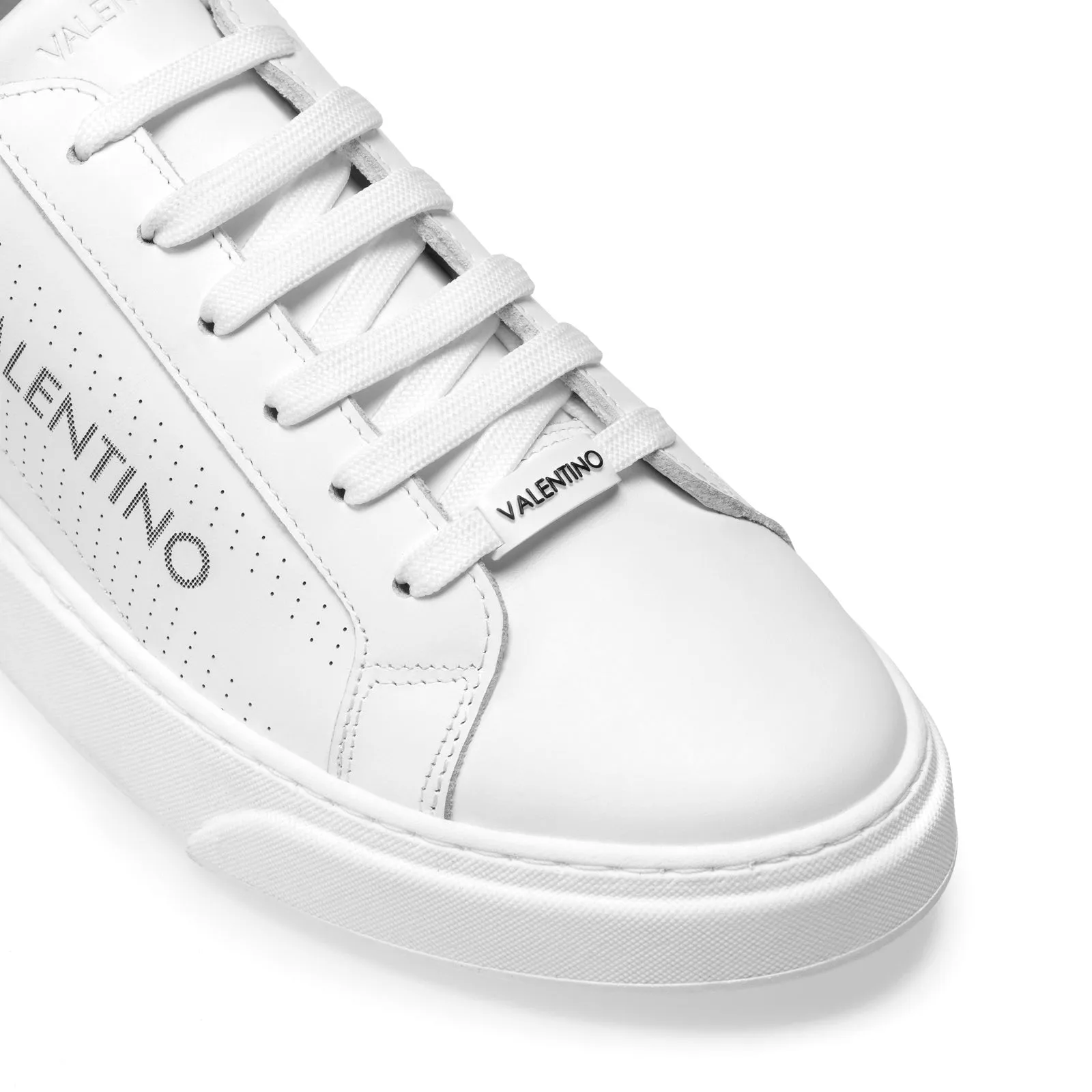 VALENTINO Lace-Up Sneaker in white hide and white insert