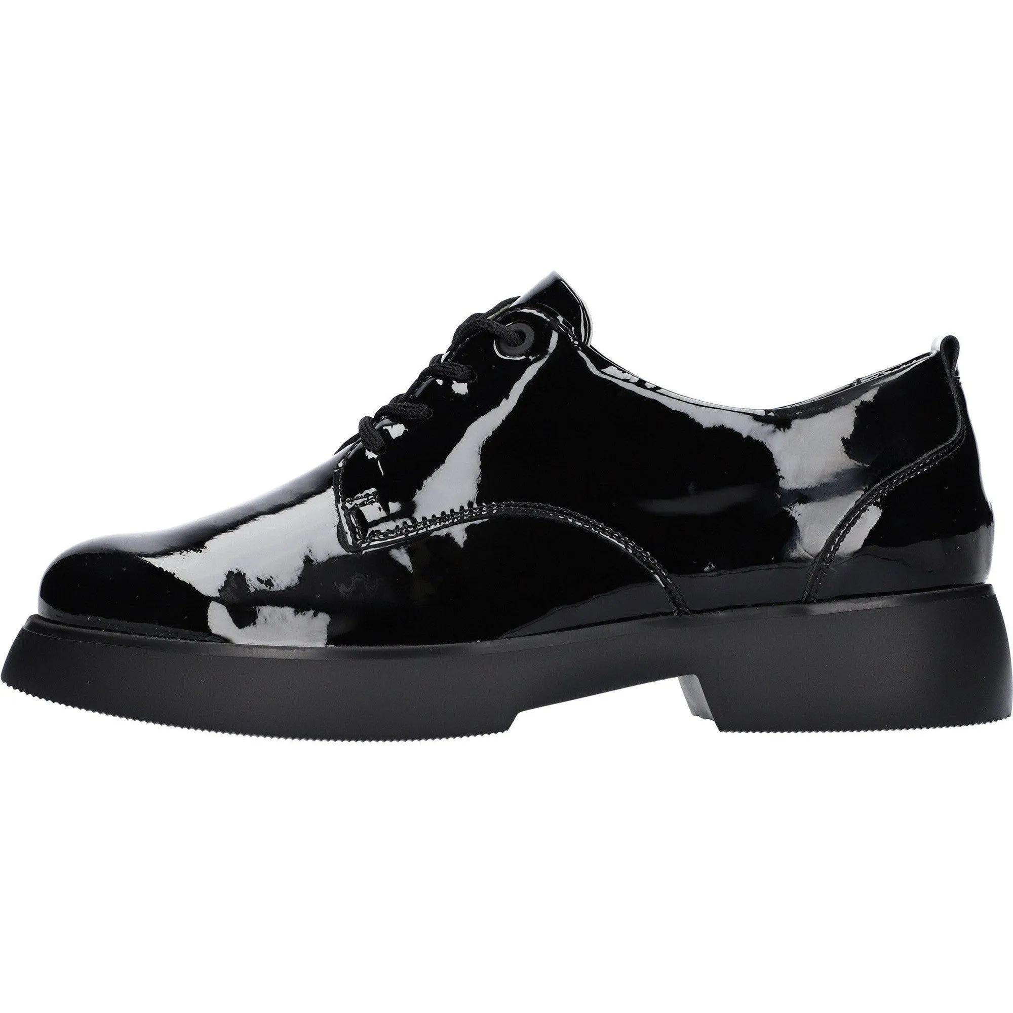 Waldlaufer 720001 155 001 H-Penny Ladies Black Patent Leather Arch Support Lace Up Shoes