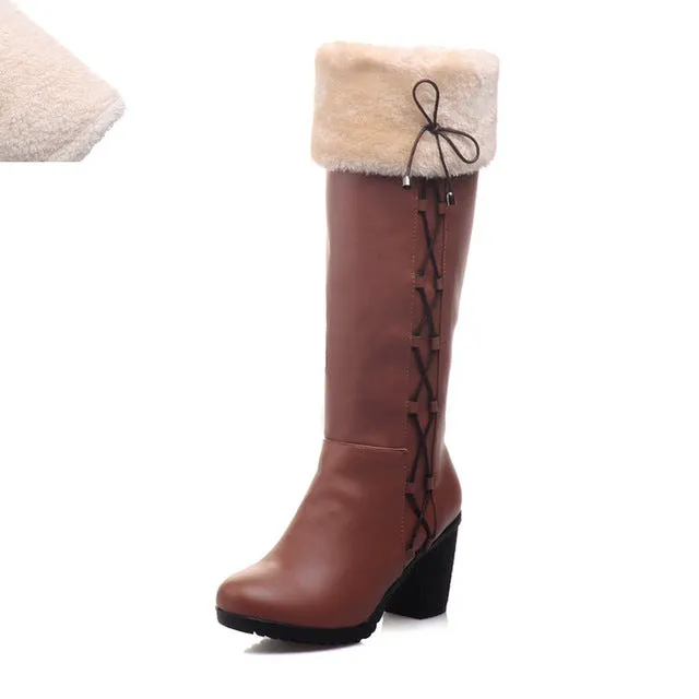 Winter Fur Knee-high Boots Snow