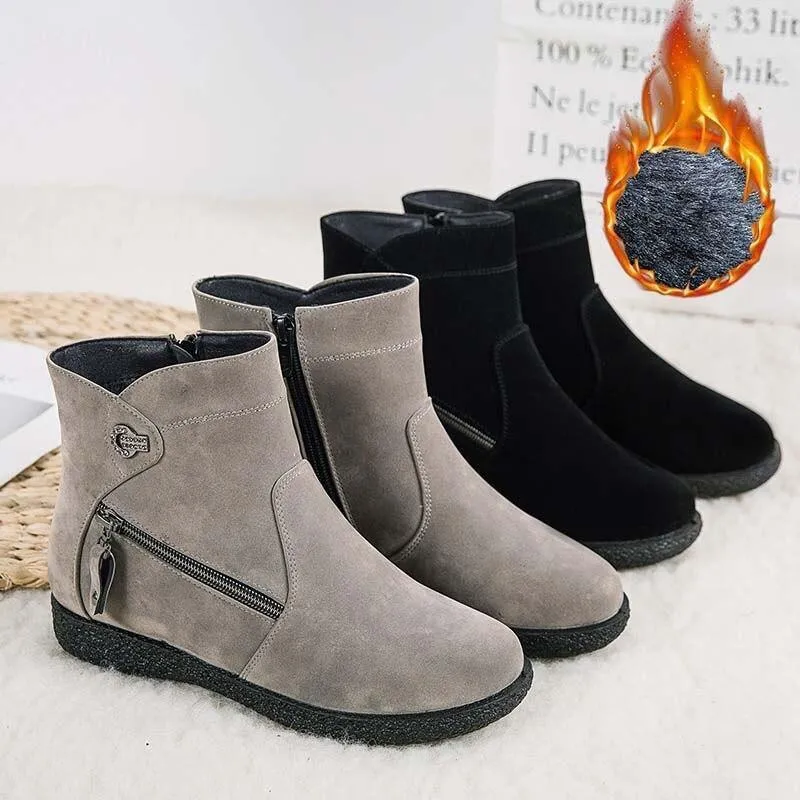 Women's Winter Warm Flock Ankle Boots